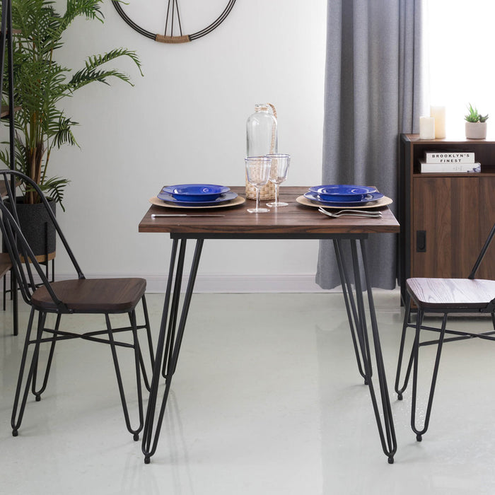 29.53"H Industrial Steel Hairpin Leg Dining Table with Elm Wood Top