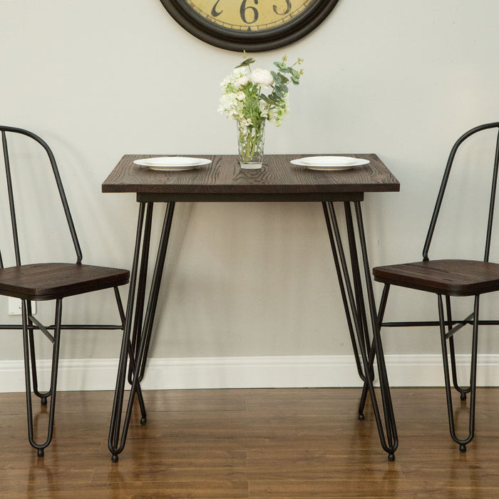 29.53"H Industrial Steel Hairpin Leg Dining Table with Elm Wood Top