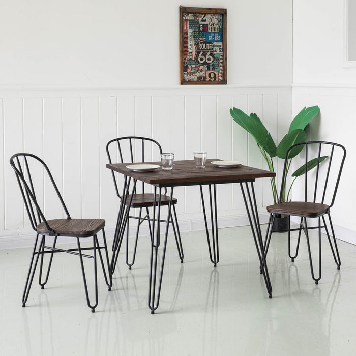 29.53"H Industrial Steel Hairpin Leg Dining Table with Elm Wood Top