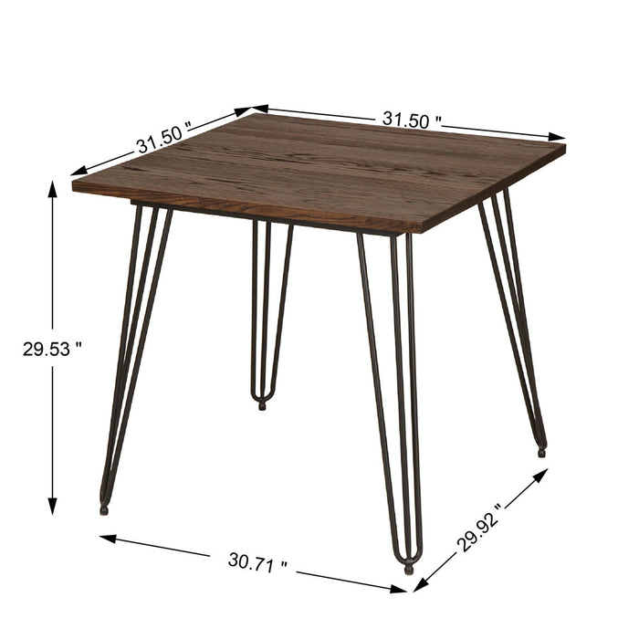 29.53"H Industrial Steel Hairpin Leg Dining Table with Elm Wood Top