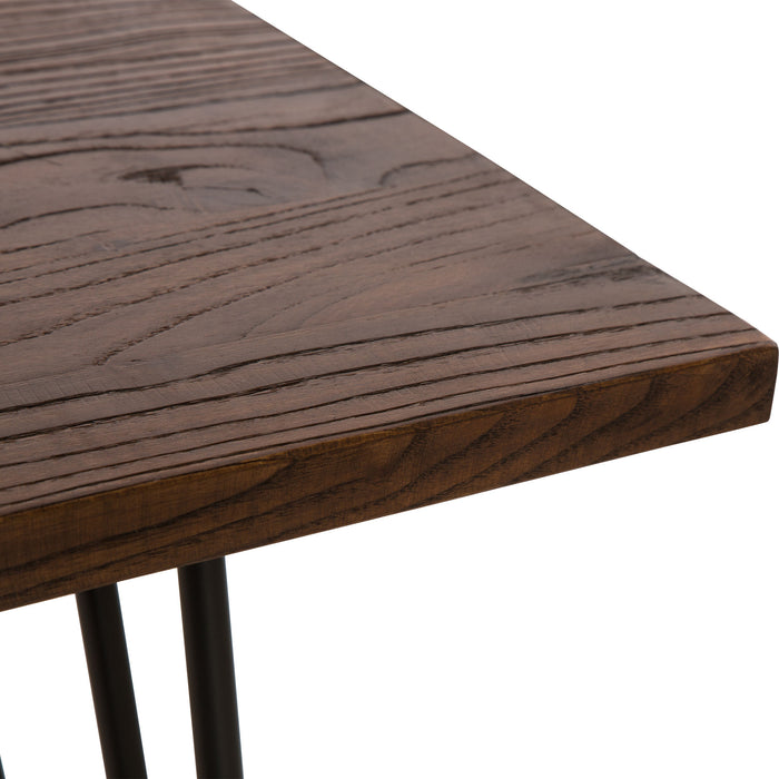 29.53"H Industrial Steel Hairpin Leg Dining Table with Elm Wood Top