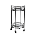 29.5"H Black Deluxe 2-Tier Metal Round Mirrored Bar Cart
