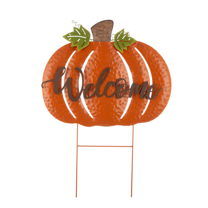 29.72"H Fall Metal Pumpkin Yard Stake/Standing/Hanging Sign
