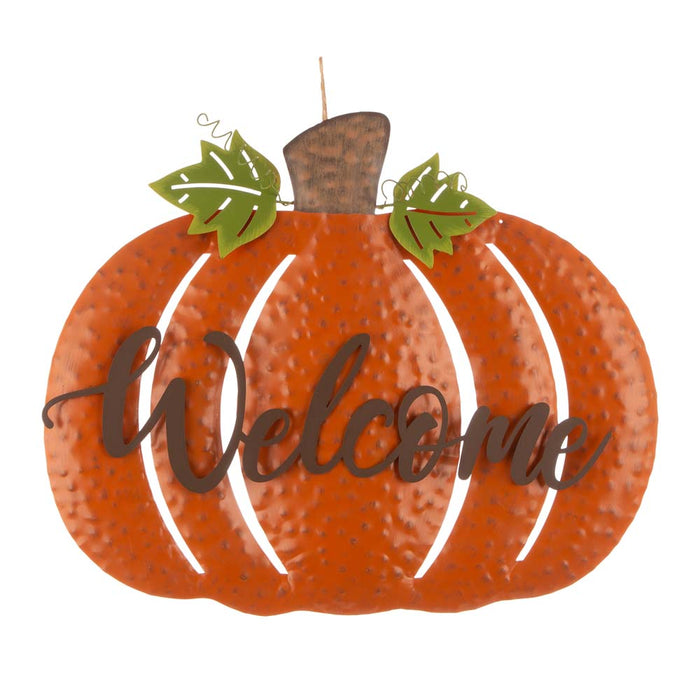 29.72"H Fall Metal Pumpkin Yard Stake/Standing/Hanging Sign