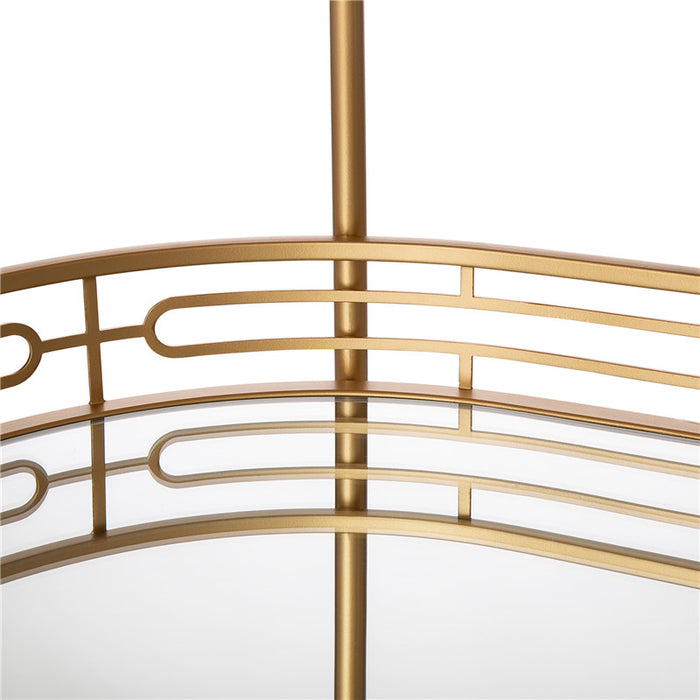 30.75"H 2-Tier Gold Deluxe Metal Oval Mirrored Bar Cart