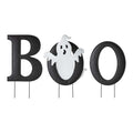 30"H Halloween Metal Ghost BOO Yard Stake or Hanging Decor, Set of 3 (Two Functions)