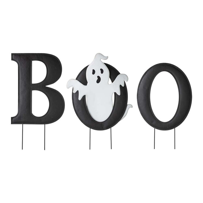 30"H Halloween Metal Ghost BOO Yard Stake or Hanging Decor, Set of 3 (Two Functions)