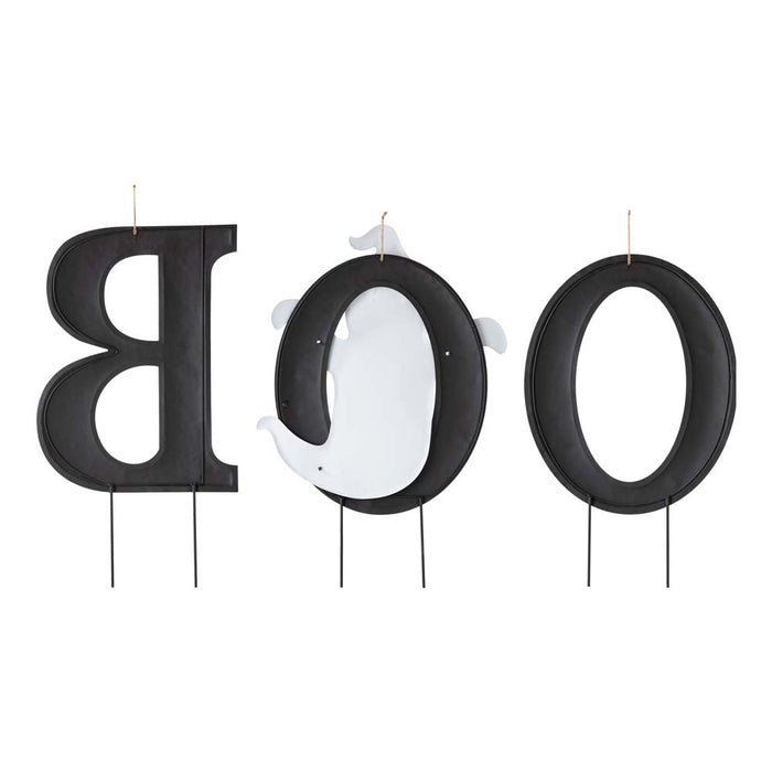 30"H Halloween Metal Ghost BOO Yard Stake or Hanging Decor, Set of 3 (Two Functions)