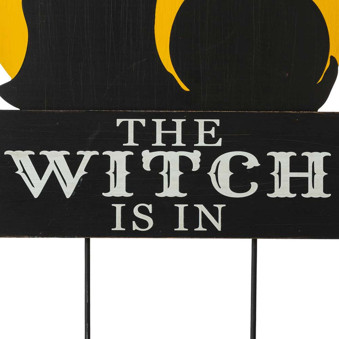 30"H Halloween Wooden & Metal "Witch is making poison" Yard Stake or Wall Décor (Two Functions)