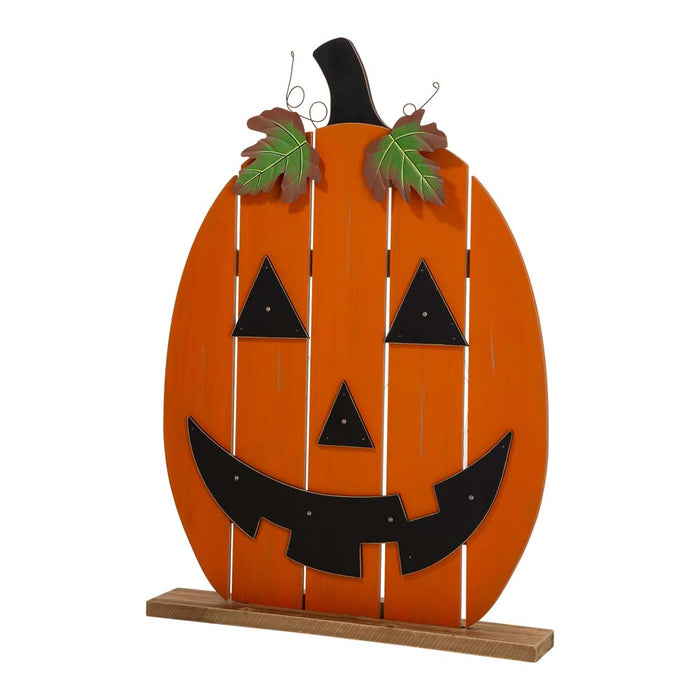30"H Lighted Wooden Cutout Pumpkin Porch Decor