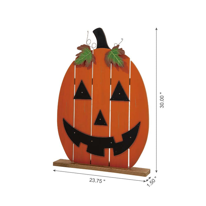 30"H Lighted Wooden Cutout Pumpkin Porch Decor