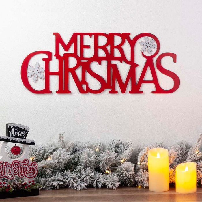 30"L Metal "MERRY CHRISTMAS" Wall Decor