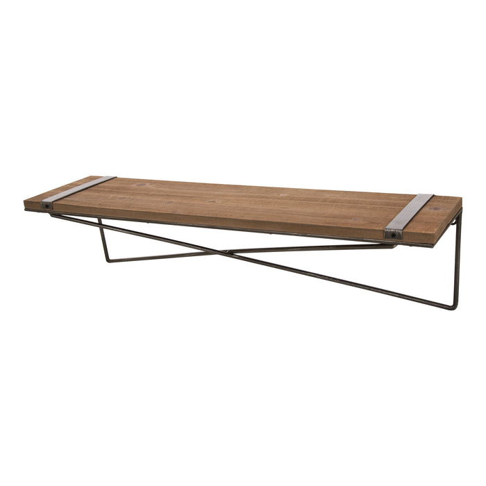 31.5"L Farmhouse Rustic Metal/Wooden Wall Shelf