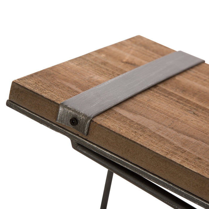 31.5"L Farmhouse Rustic Metal/Wooden Wall Shelf