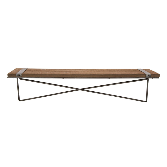 31.5"L Farmhouse Rustic Metal/Wooden Wall Shelf