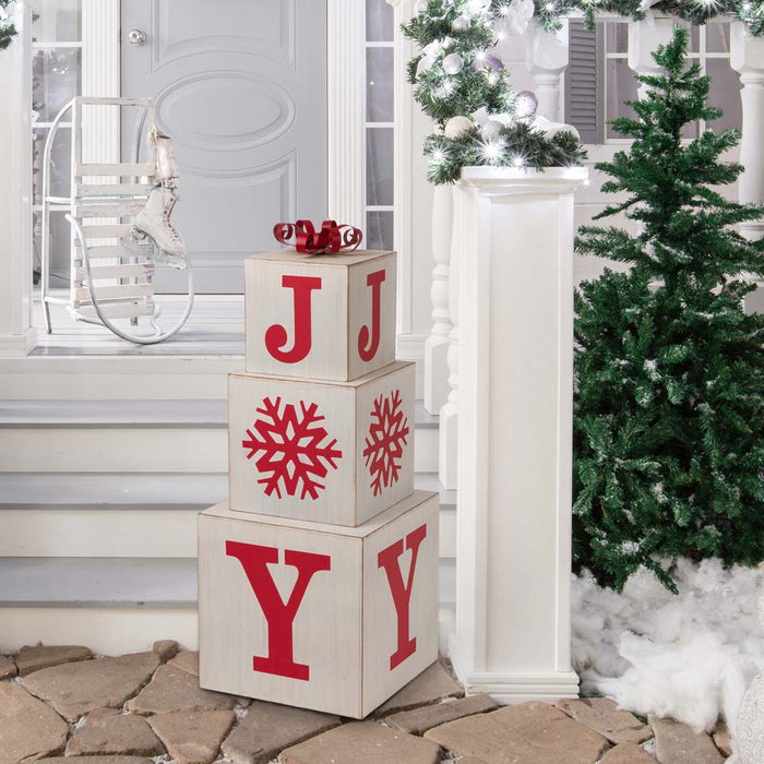 31.89"H Wooden Block Wording Porch Sign - JOY
