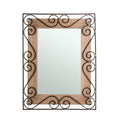 31"H Traditional Rectangle Wooden And Metal Scroll Wall Mirror
