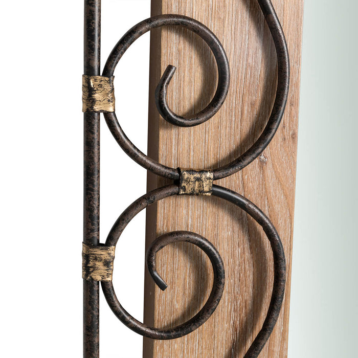 31"H Traditional Rectangle Wooden And Metal Scroll Wall Mirror
