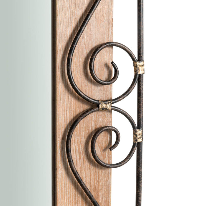31"H Traditional Rectangle Wooden And Metal Scroll Wall Mirror