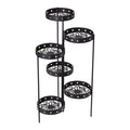 32"H Foldable 6-Tiered Round Black Metal Plant Stand