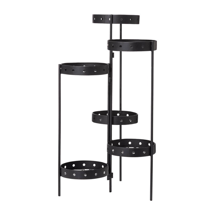 32"H Foldable 6-Tiered Round Black Metal Plant Stand