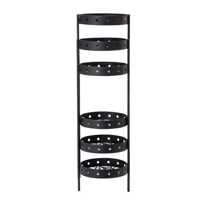 32"H Foldable 6-Tiered Round Black Metal Plant Stand