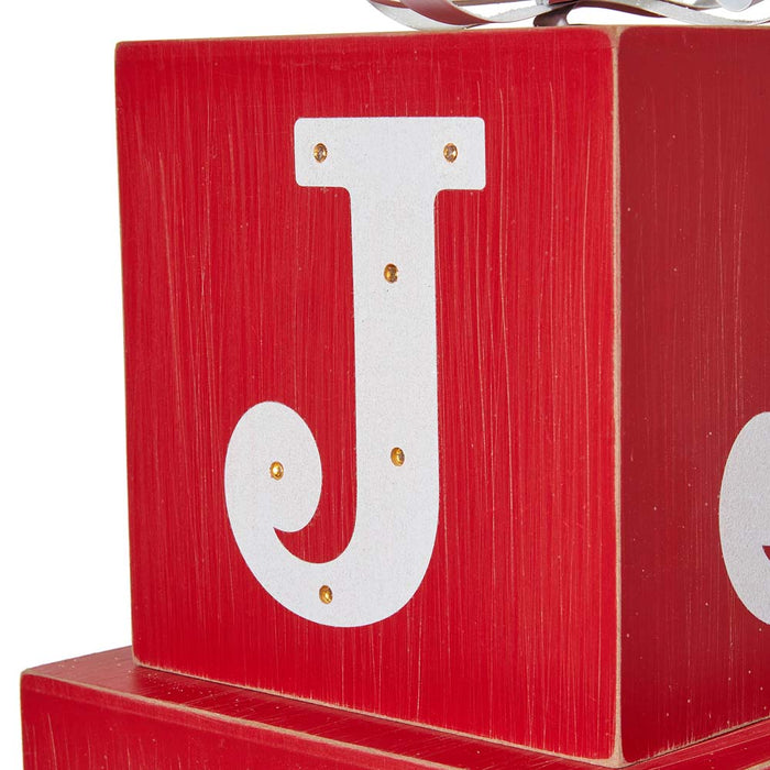 32"H Lighted Wooden Stacked Block "JOY" Porch Sign Boxes