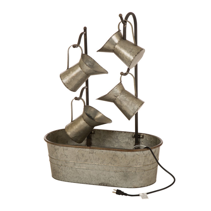 33.25"H Farmhouse Galvanized Metal Cascading Water Fountain