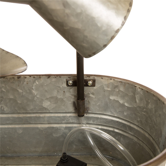 33.25"H Farmhouse Galvanized Metal Cascading Water Fountain