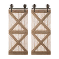 35.25"H Farmhouse Wooden Barn Door Wall Decor, Set of 2
