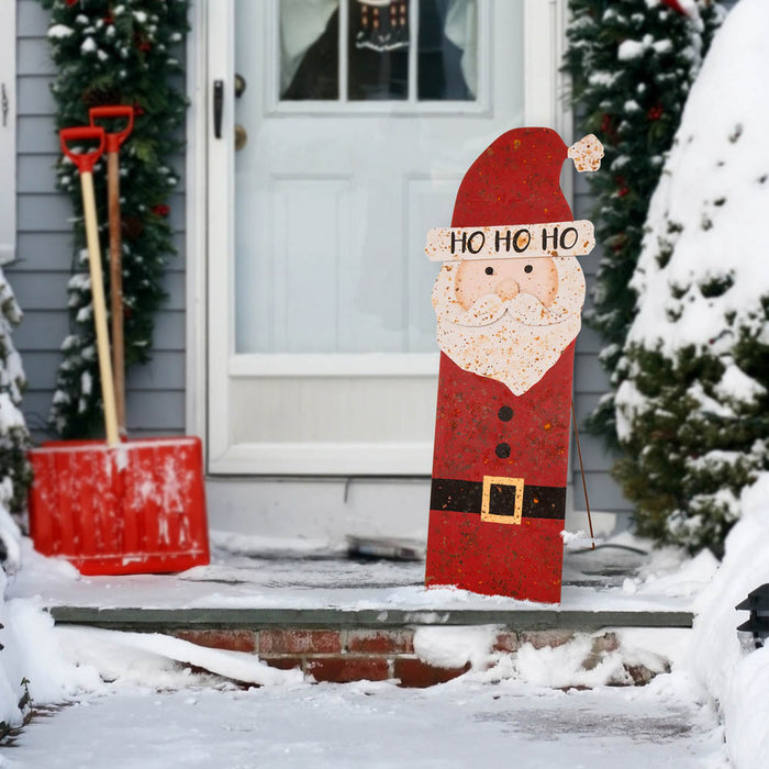 35.98"H Rusty Metal Santa Decor