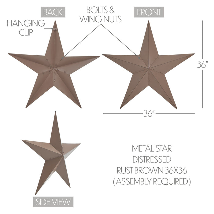 36" Satin Brown Metal Barn Star - Primitive Star Quilt Shop
