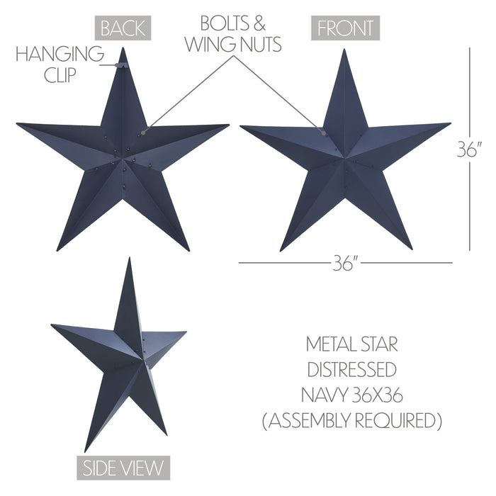 36" Satin Navy Metal Barn Star - Primitive Star Quilt Shop
