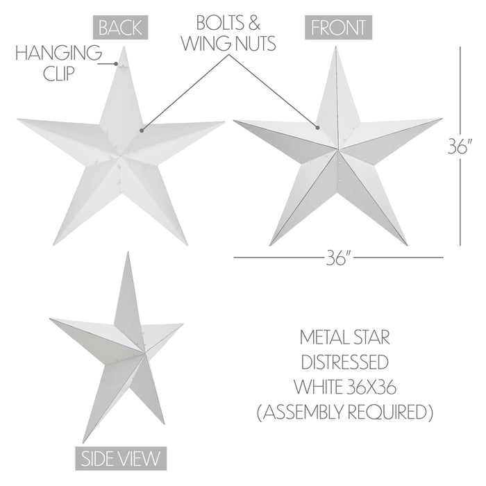 36" Satin White Metal Barn Star - Primitive Star Quilt Shop