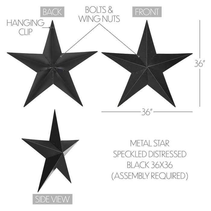 36" Speckled Black Barn Star - Primitive Star Quilt Shop