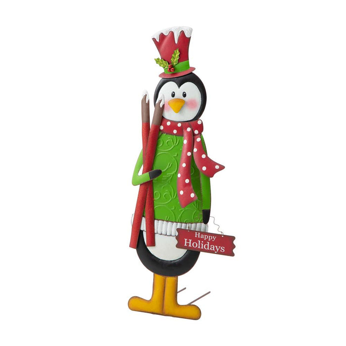36"H Metal Penguin Yardstake or Standing Décor or Wall Décor (3 Functions)