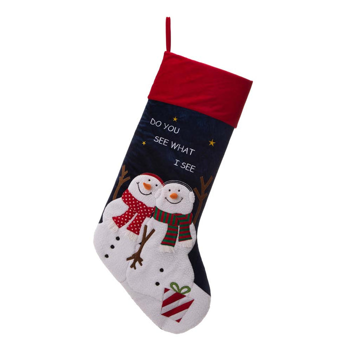 36"L Velvet 3D Snowman Oversized Stocking