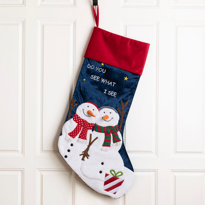 36"L Velvet 3D Snowman Oversized Stocking