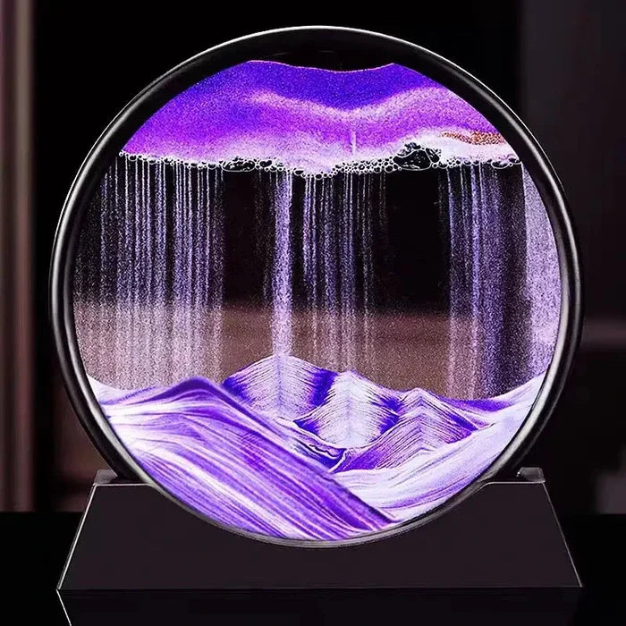 3D Moving Sand Art Round Glass Sandscape Decor Display