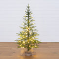4’ Fraser Fir “Natural Look” Artificial Christmas Tree with 100 Clear LED Lights, a Burlap Base and 403 Bendable Branches