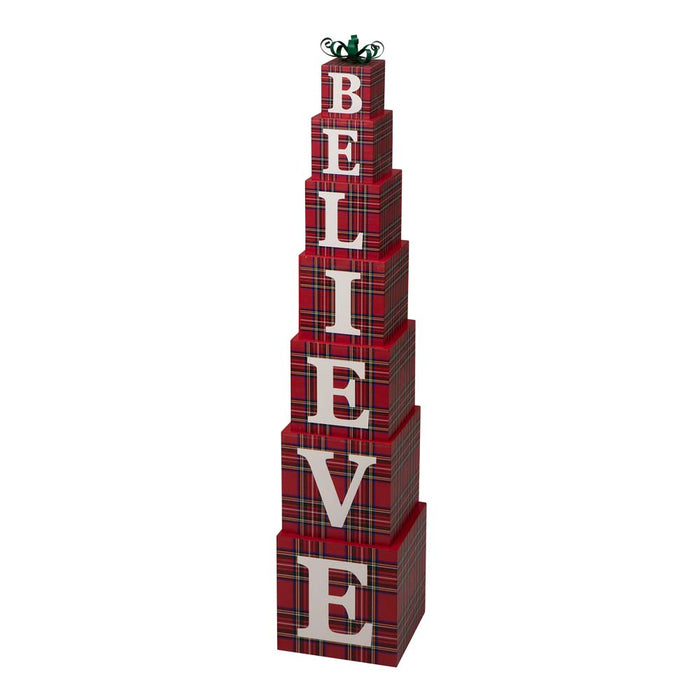 42.13"H Wooden BELIEVE Double-edage Porch Decor