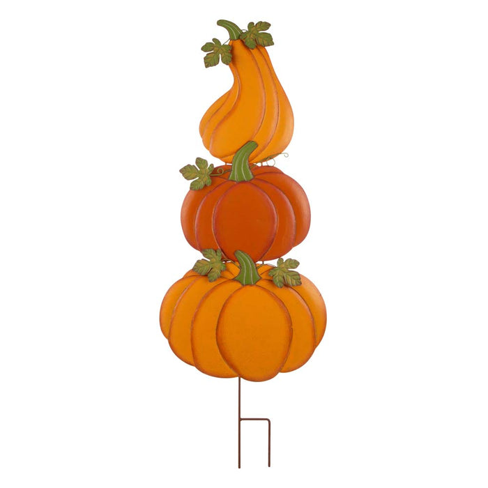 42"H 3 in 1 Metal Pumpkin Yard Stake or Hanging Decor