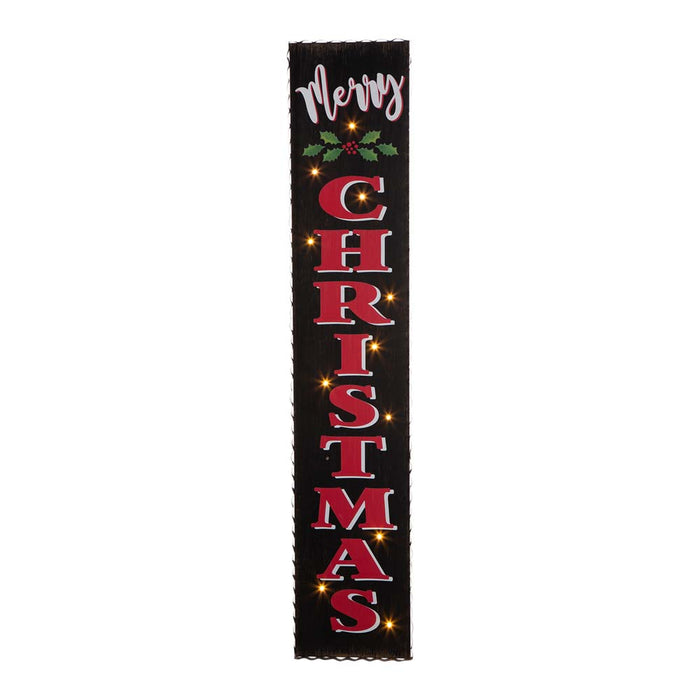 42"H Lighted Wooden Black "Merry CHRISTMAS" Porch Sign Board