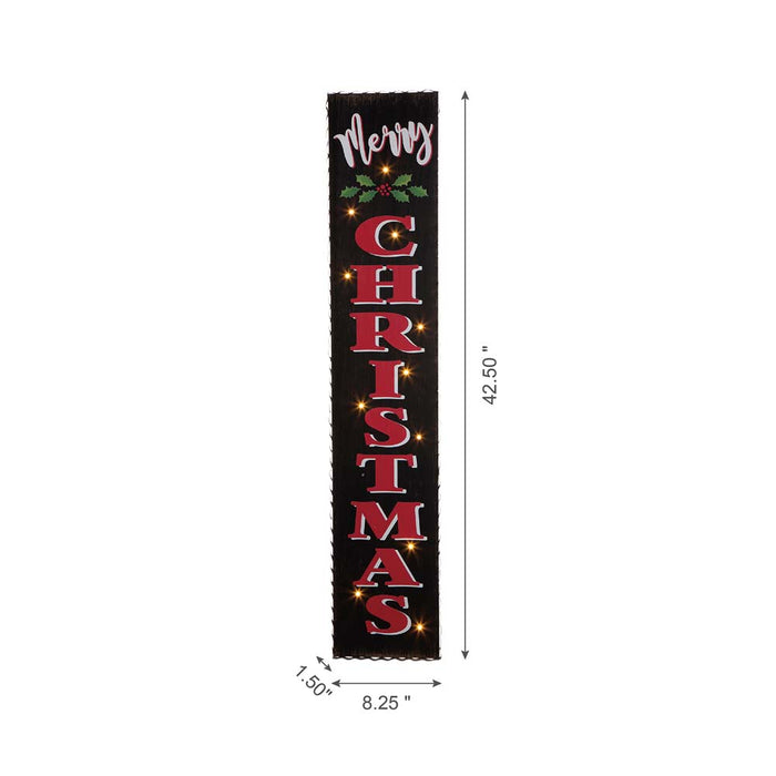 42"H Lighted Wooden Black "Merry CHRISTMAS" Porch Sign Board