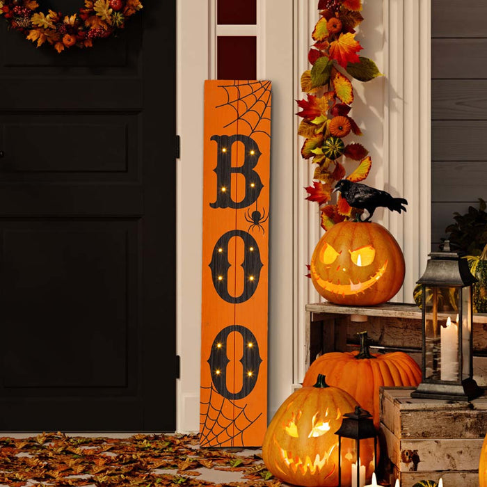 42"H Lighted Wooden "BOO" Porch Sign Board
