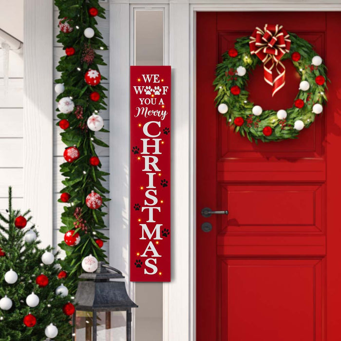42"H Lighted Wooden Pet "CHRISTMAS" Porch Sign Board