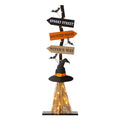 42"H Lighted Wooden Witch's Broom Porch Decor