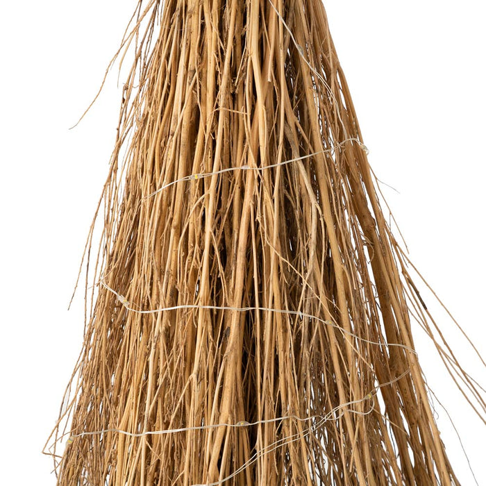 42"H Lighted Wooden Witch's Broom Porch Decor