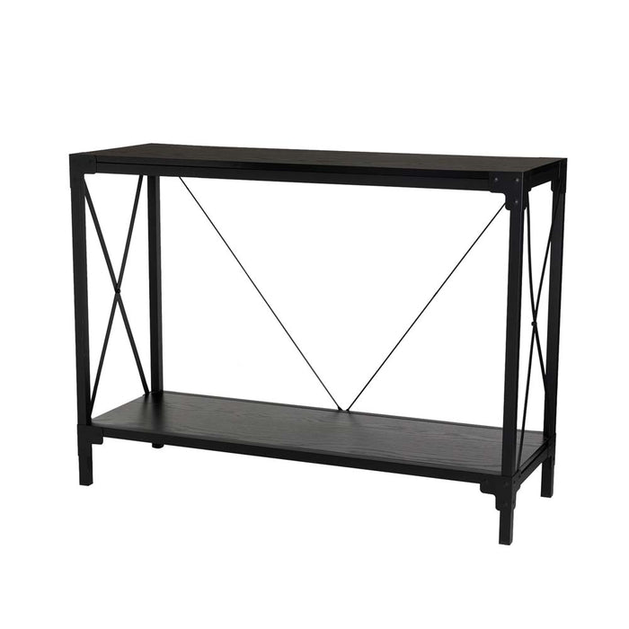 43.25"L Modern Industrial Black Wood/Metal Console Table