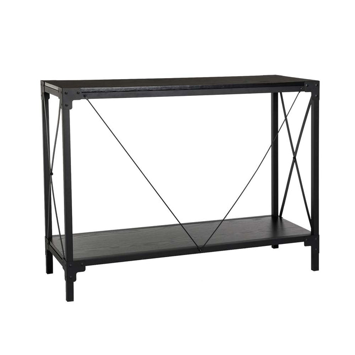 43.25"L Modern Industrial Black Wood/Metal Console Table
